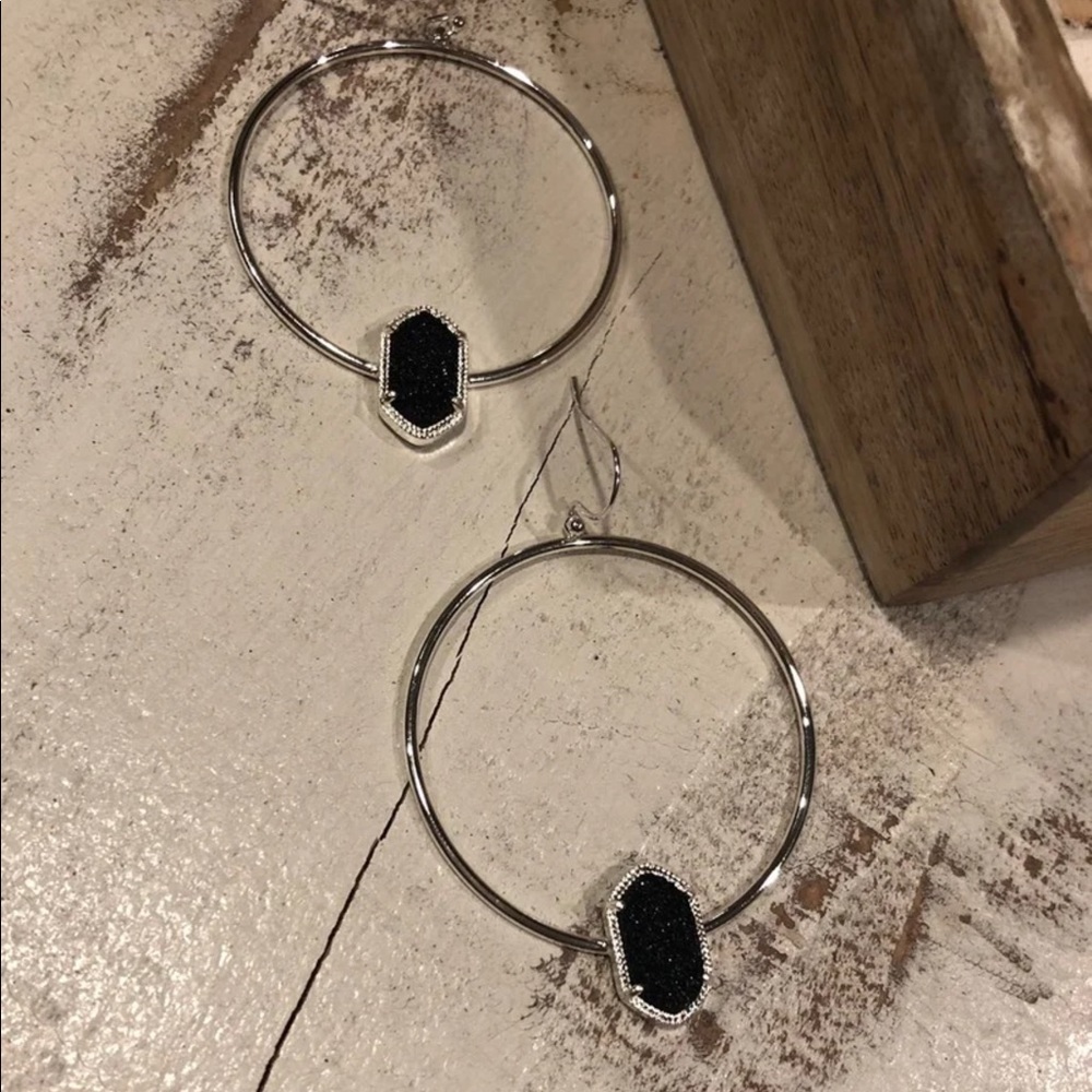 Midnight Black Druzy Hoops